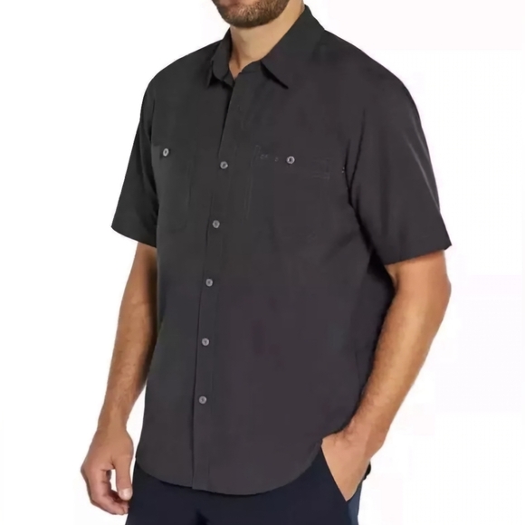 NWT Orvis Men's Relaxed UPF Button Short Sleeve Tech Shirt 1494392 Black Size L - Picture 1 of 15